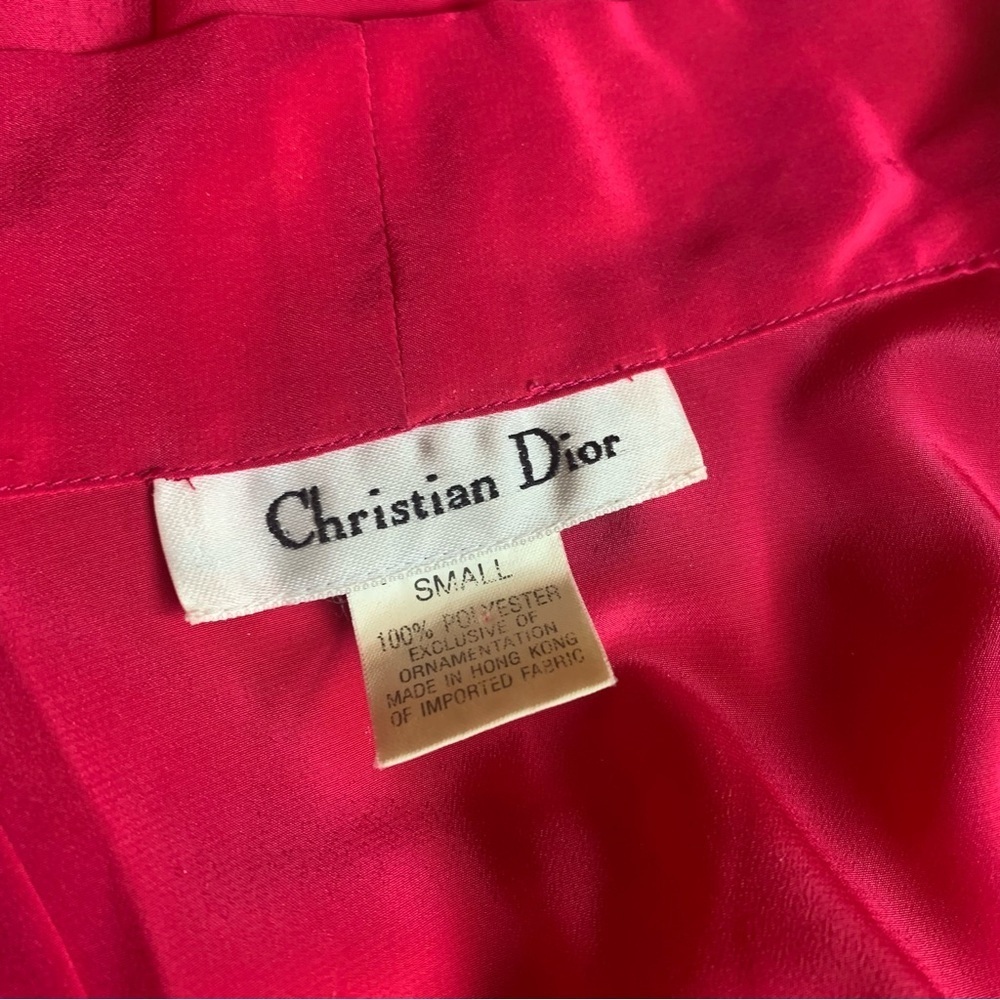 Vintage Christian Dior Full Length Fuschia Robe Size Small - Picture 5 of 6